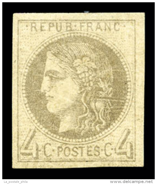 * N&deg;41A, 4c Gris Report 1, R.R.R. Et SUPERBE (sign&eacute; Calves/Scheller/certificats)   Cote: 4500 Euros  ... - 1870 Bordeaux Printing