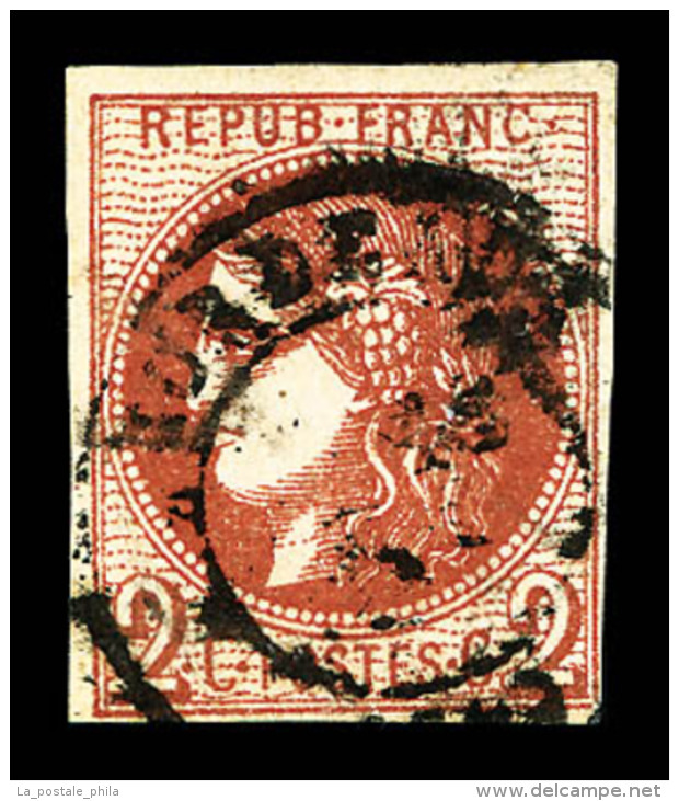 O N&deg;40Ba, 2c Rouge Brique Report 2, Tr&egrave;s Jolie Couleur, TB (sign&eacute; Calves/certificat)   Cote: 900... - 1870 Ausgabe Bordeaux