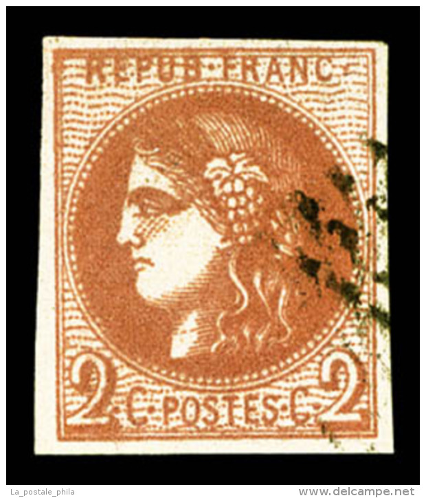 O N&deg;40B, 2c BRUN ROSE Rep 2, Tr&egrave;s Jolie Nuance, R.R.R (sign&eacute; Brun/certificat)     ... - 1870 Emissione Di Bordeaux