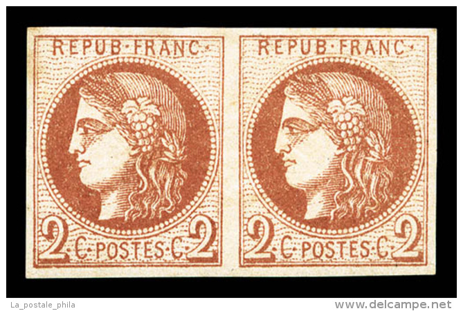 * N&deg;40B, 2c Brun-rouge En Paire Horizontale, Frais, TB (certificat)   Cote: 850 Euros   Qualit&eacute;: * - 1870 Bordeaux Printing