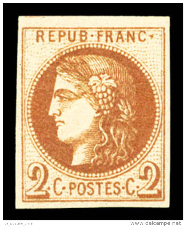 ** N&deg;40Af, 2c Chocolat Clair Report 1, Impression Tr&egrave;s Fine Dite De 'Tour', Fraicheur Postale, SUPERBE,... - 1870 Ausgabe Bordeaux