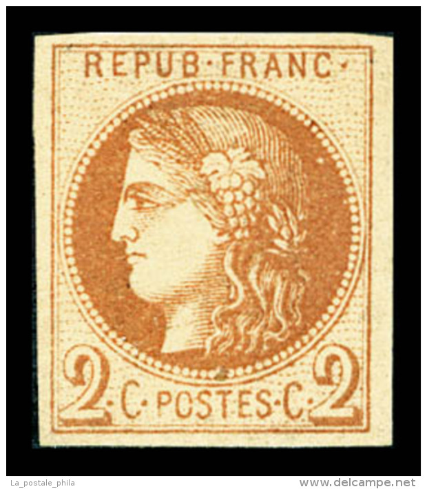 * N&deg;40Ab, 2c Brun-rouge Report 1, Gomme Mate Et Partielle. TTB. R.R. (sign&eacute; Calves/certificat)   Cote:... - 1870 Bordeaux Printing