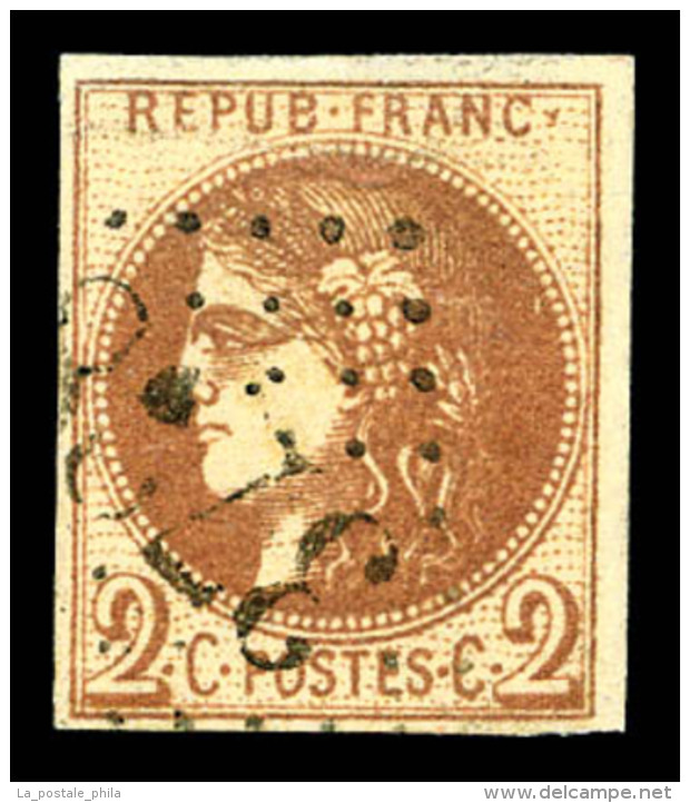 O N&deg;40Aa, 2c Chocolat Rep 1, Replaqu&eacute;, Belle Presentation. (certificat)   Cote: 1500 Euros  ... - 1870 Bordeaux Printing