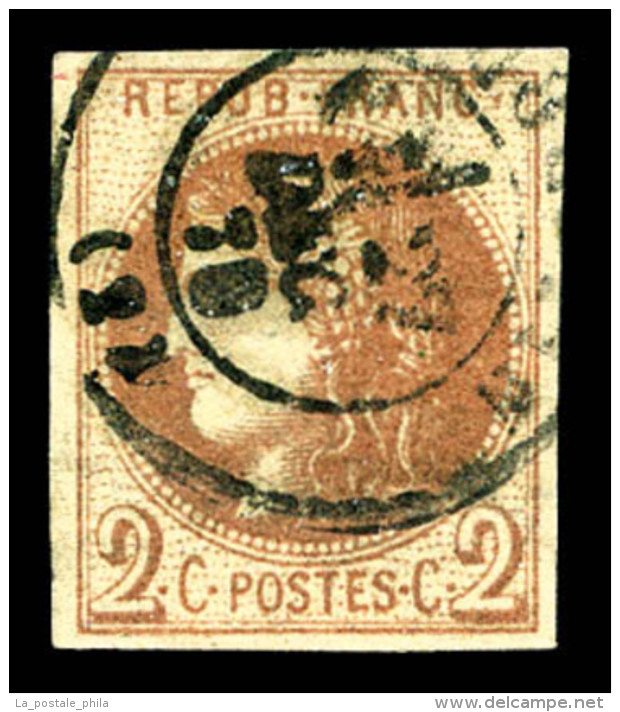 O N&deg;40A, 2c Chocolat Clair Rep 1. TTB (sign&eacute; Brun/certificat)   Cote: 1500 Euros   Qualit&eacute;: O - 1870 Uitgave Van Bordeaux