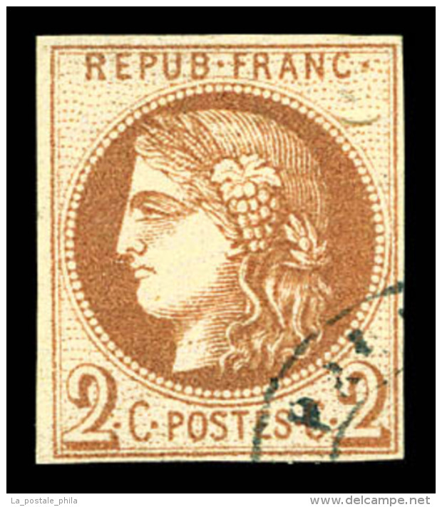 O N&deg;40A, 2c Chocolat Clair Rep 1. TTB (sign&eacute; Calves/certificat)   Cote: 1500 Euros   Qualit&eacute;: O - 1870 Ausgabe Bordeaux