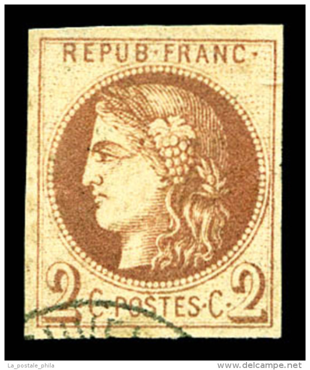 O N&deg;40A, 2c Chocolat Clair Rep 1, Jolies Marges. TTB (sign&eacute; Calves/certificat)   Cote: 1500 Euros  ... - 1870 Ausgabe Bordeaux