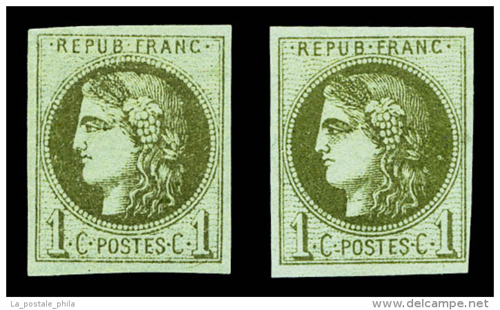 * N&deg;39C/Ca, 10c Rep 3, Olive Et Olive-clair, Les 2 Ex TB   Cote: 400 Euros   Qualit&eacute;: * - 1870 Ausgabe Bordeaux