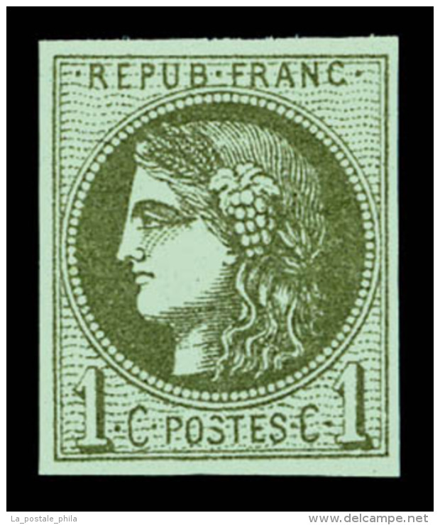 * N&deg;39C, 1c Olive Rep 3, TB   Cote: 200 Euros   Qualit&eacute;: * - 1870 Bordeaux Printing