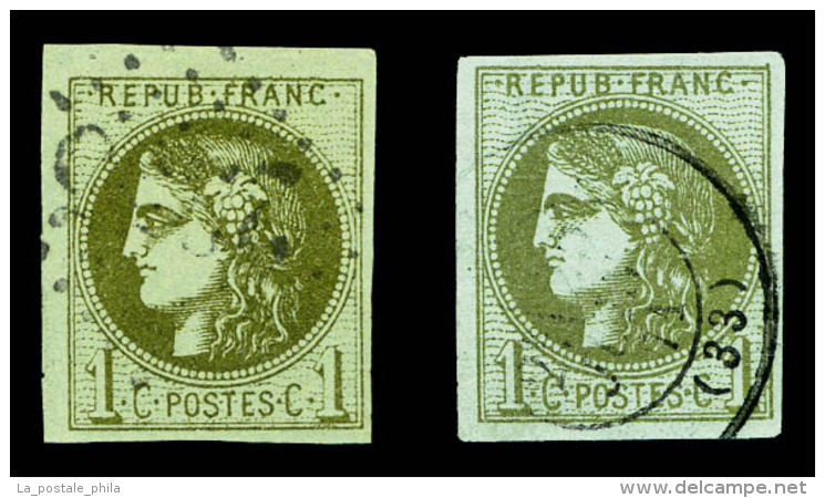 O N&deg;39B/C, 1c Olive Rep 1 Et 2. TB   Cote: 395 Euros   Qualit&eacute;: O - 1870 Bordeaux Printing