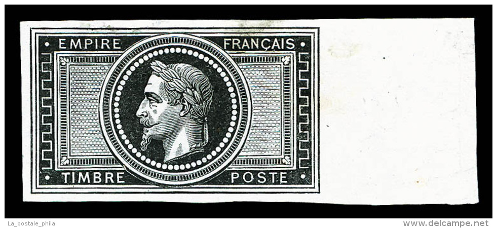 (*) N&deg;33, 5 Francs, &eacute;preuve Termin&eacute;e Sans La Valeur En Noir Sur Chine, Bord De Feuille... - 1863-1870 Napoleon III With Laurels