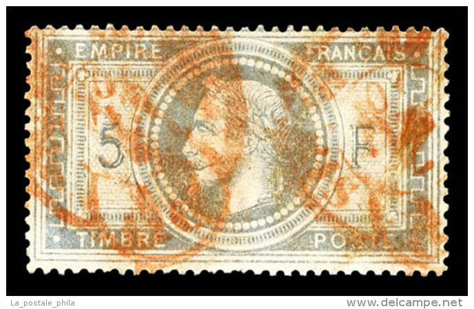 O N&deg;33, 5F Violet-gris Oblit&eacute;ration Cachet &agrave; Date Rouge Des Imprim&eacute;s, SUP (sign&eacute;... - 1863-1870 Napoléon III. Laure