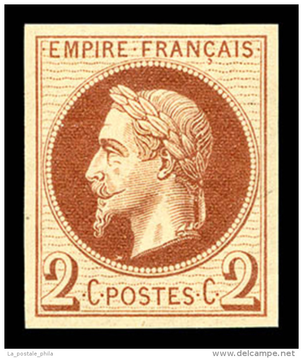 ** N&deg;26Af, 2c Brun Non Dentel&eacute;, Impression De Rothschild, SUP (certificat)      Qualit&eacute;: ** - 1863-1870 Napoléon III. Laure