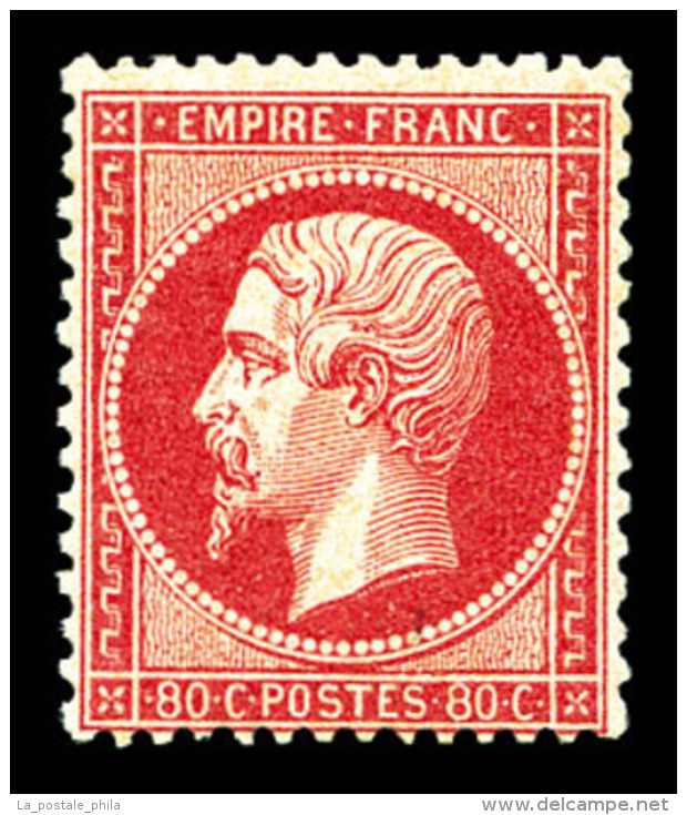 ** N&deg;24, 80c Rose, Fra&icirc;cheur Postale, SUP (certificat)      Qualit&eacute;: ** - 1862 Napoléon III.