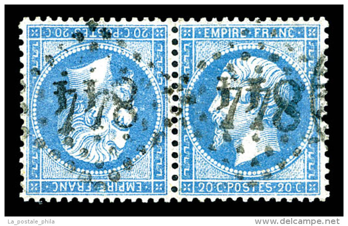 O N&deg;22b, 20c Bleu En Paire T&ecirc;te-b&ecirc;che Horizontale, TTB (certificat)   Cote: 1400 Euros  ... - 1862 Napoleon III