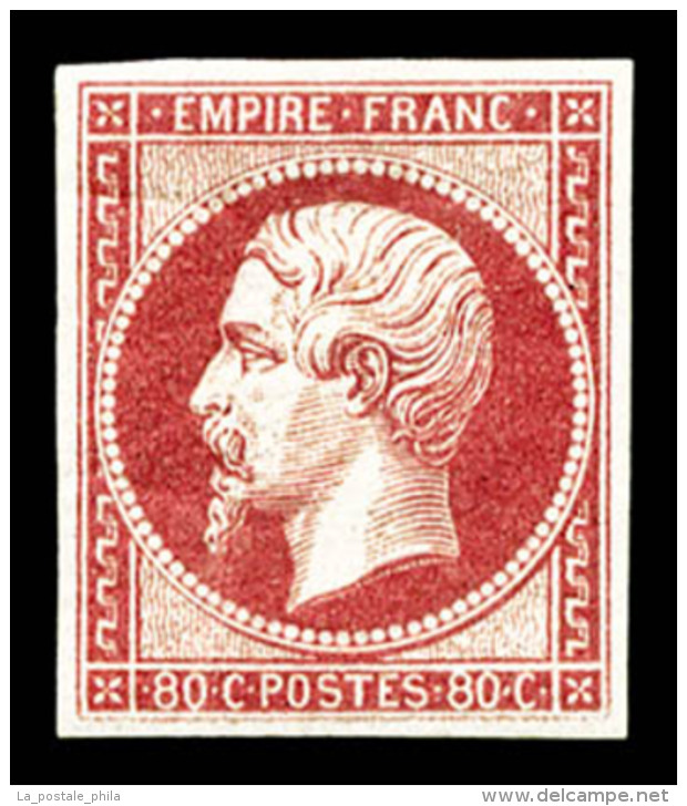 * N&deg;17B, 80c Rose, Grande Fra&icirc;cheur, SUPERBE, R.R.R (sign&eacute; Scheller/certificat)   Cote: 3500 Euros... - 1853-1860 Napoléon III.