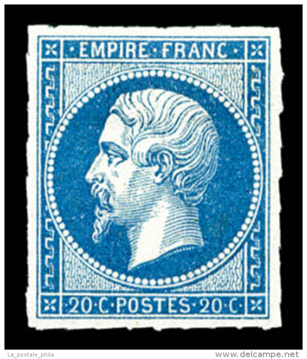 * N&deg;14B, 20c Bleu Type II, TTB (certificat)   Cote: 525 Euros   Qualit&eacute;: * - 1853-1860 Napoleon III