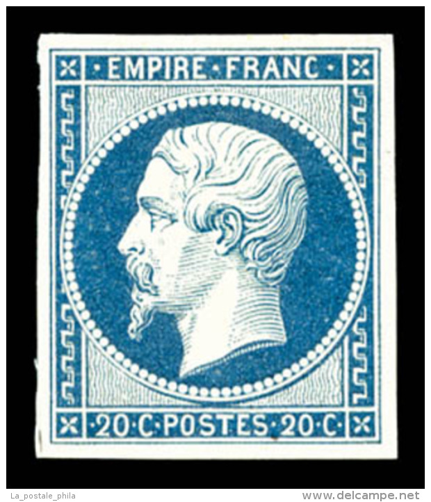 * N&deg;14A, 20c Bleu Type I, Tr&egrave;s Frais, TTB (certificat)   Cote: 425 Euros   Qualit&eacute;: * - 1853-1860 Napoléon III.