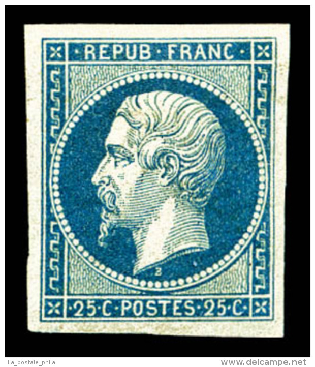 ** N&deg;10, 20c Bleu, Quatre Belles Marges, Fra&icirc;cheur Postale .SUPERBE. R.R. (certificat)     ... - 1852 Louis-Napoleon