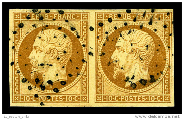 O N&deg;9, 10c Bistre-jaune En Paire Horizontale, TTB (certificat)   Cote: 1700 Euros   Qualit&eacute;: O - 1852 Louis-Napoléon