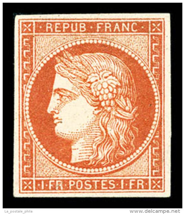 (*) N&deg;7A, 1F Vermillon P&acirc;le, Exceptionnellement Sans Aminci, SUPERBE (sign&eacute; Brun/certificats)  ... - 1849-1850 Ceres