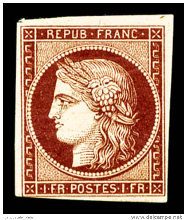 ** N&deg;6B, 1F Carmin-brun Fonc&eacute;, Fra&icirc;cheur Postale, SUPERBE, R.R.R (certificat)      Qualit&eacute;:... - 1849-1850 Ceres