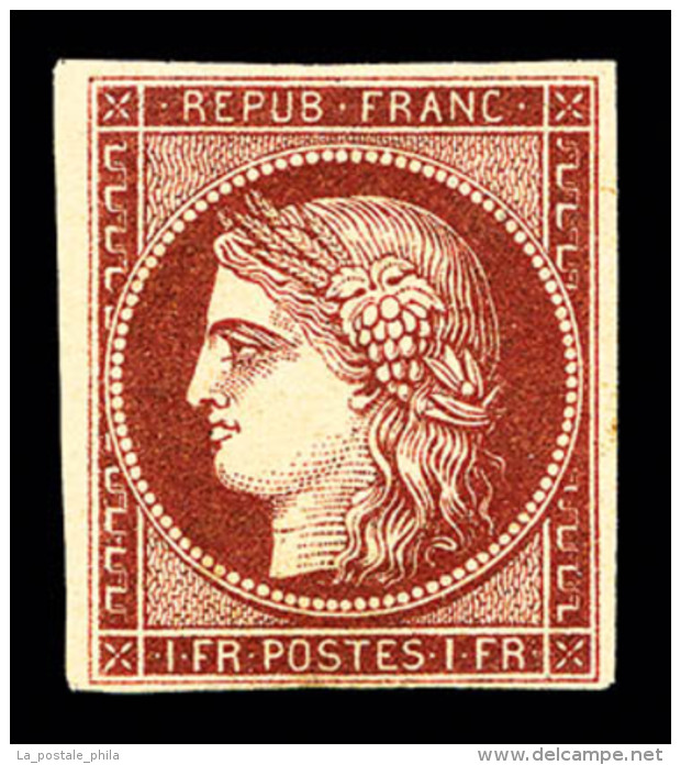 * N&deg;6b, 1F Carmin Fonc&eacute;, RARE Et SUPERBE (sign&eacute; Calves/Brun/certificats)    Cote: 16500 Euros  ... - 1849-1850 Ceres