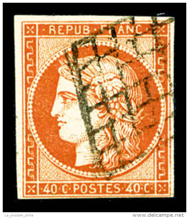 O N&deg;5b, 40c Orange Fonc&eacute;, Obl Grille, TB (sign&eacute; Brun/certificat)   Cote: 650 Euros  ... - 1849-1850 Ceres