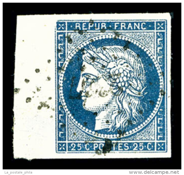 O N&deg;4a, 25c Bleu-fonc&eacute; Obl PC, Bord De Feuille, Pi&egrave;ce Choisie, SUP      Qualit&eacute;: O - 1849-1850 Ceres