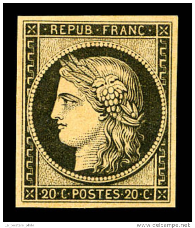 * N&deg;3f, 20c Noir Sur Jaune Impression De 1862, TTB (certificat)   Cote: 500 Euros   Qualit&eacute;: * - 1849-1850 Ceres
