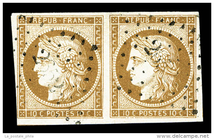 O N&deg;1, 10c Bistre-jaune En Paire Horizontale, Jolie Pi&egrave;ce (sign&eacute; Brun/certificat)   Cote: 825... - 1849-1850 Ceres