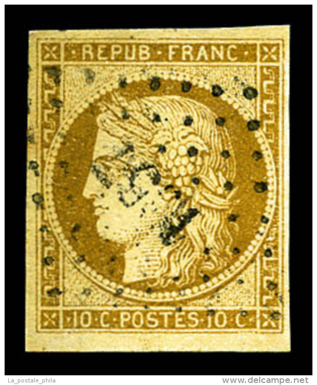 O N&deg;1, 10c Bistre-jaune, Obl L&eacute;g&egrave;re. TB   Cote: 340 Euros   Qualit&eacute;: O - 1849-1850 Ceres
