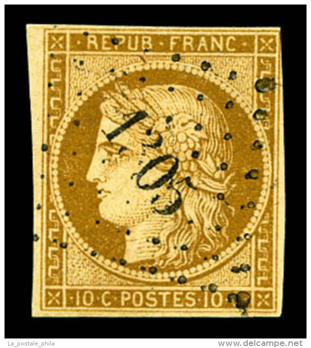 O N&deg;1, 10c Bistre-jaune, Obl L&eacute;g&egrave;re. TB   Cote: 340 Euros   Qualit&eacute;: O - 1849-1850 Cérès