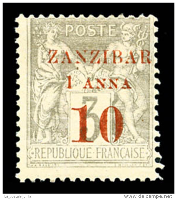 * Zanzibar: N&deg;13, 1 A. Et 10 Sur 3c Gris, TB (sign&eacute; Calves)   Cote: 210 Euros   Qualit&eacute;: * - Unused Stamps