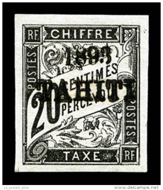 * Tahiti: N&deg;21, 20c Noir Surcharg&eacute; B, TB (sign&eacute; Calves/certificat)   Cote: 650 Euros  ... - Unused Stamps