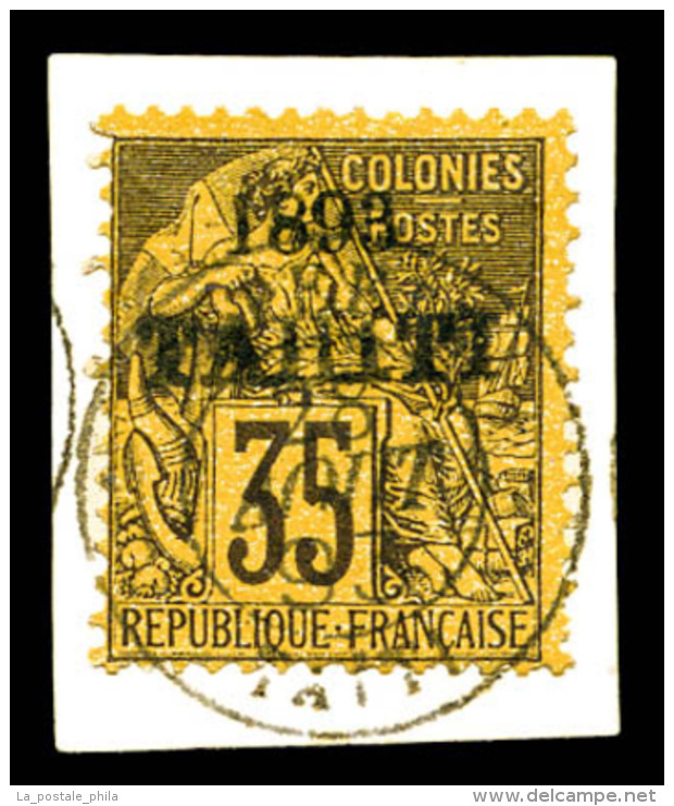 O Tahiti: N&deg;28, 35c Violet-noir Sur Jaune Surcharg&eacute; '1893 Tahiti' Sur Son Support. SUP. R. (sign&eacute;... - Used Stamps