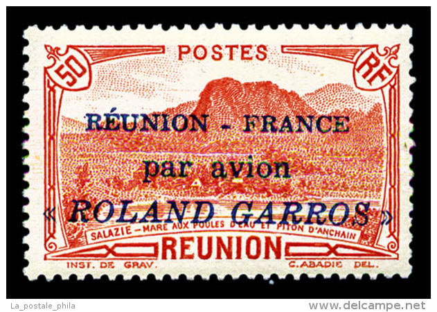 ** R&eacute;union: N&deg;1, 50c Rouge Surcharg&eacute; 'ROLAND GARROS', TTB   Cote: 504 Euros   Qualit&eacute;: ** - Luftpost