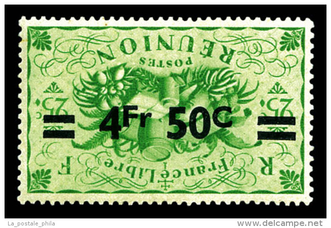 ** R&eacute;union: N&deg;258a, 4F50 Vert-jaune, Surcharge Renvers&eacute;e. SUP   Cote: 204 Euros   Qualit&eacute;:... - Unused Stamps