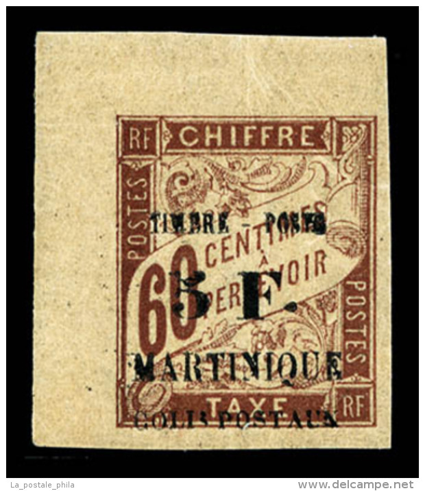 * Martinique: N&deg;60, 5F Sur 60c Brun, Coin De Feuille, Grande Fra&icirc;cheur, SUP (sign&eacute;... - Ungebraucht