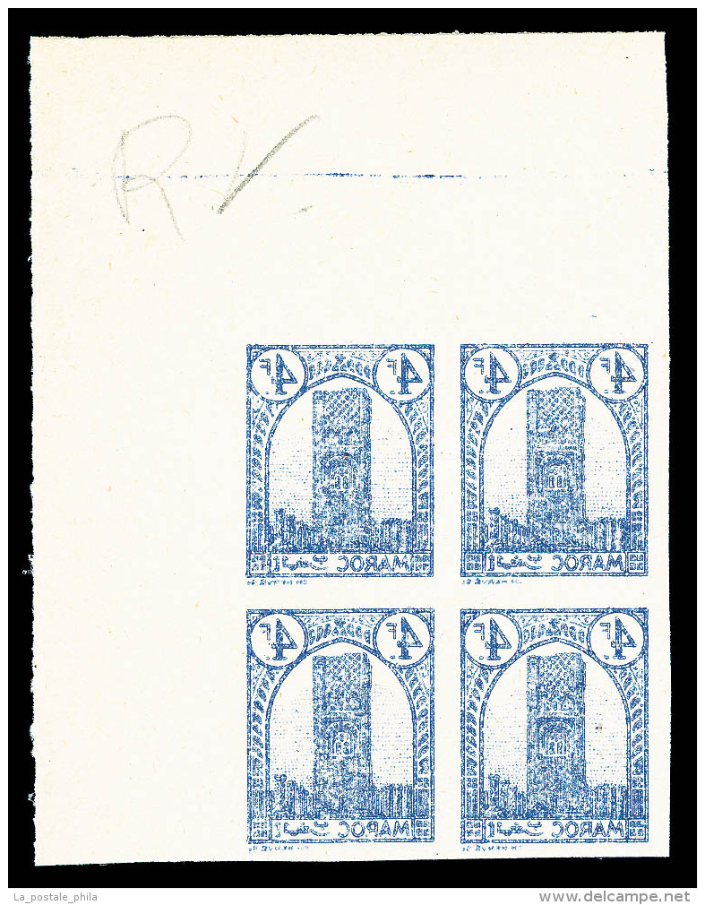 ** Maroc Bureaux Fran&ccedil;ais: N&deg;217, 4F Outremer, Impression Recto-verso Non Dentel&eacute; En Bloc De... - Unused Stamps