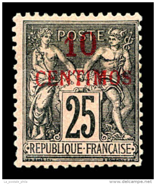 * Maroc Bureaux Fran&ccedil;ais: N&deg;5d, Erreur, 10c Sur 25c Noir Sur Rose. TTB (sign&eacute; Brun/certificat)  ... - Unused Stamps