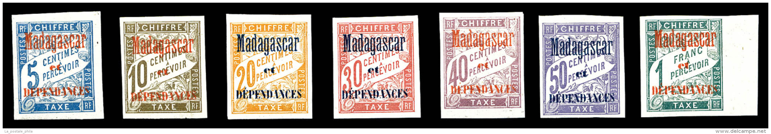 * Madagascar: N&deg;1/7, S&eacute;rie De 1896, Les 7 Valeurs TB   Cote: 280 Euros   Qualit&eacute;: * - Portomarken