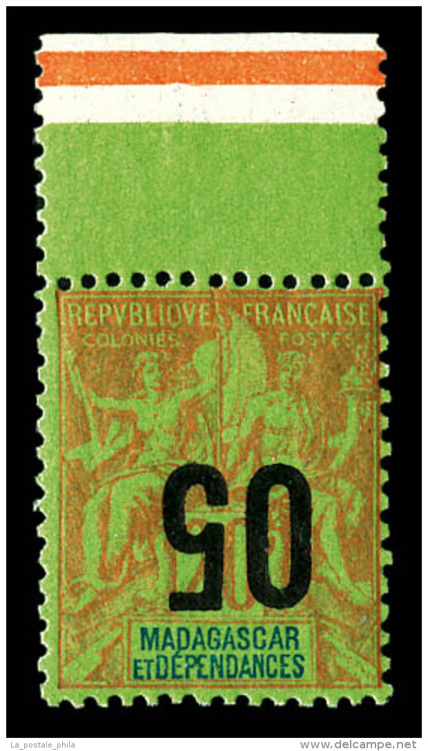 ** Madagascar: N&deg;112b, 05 Sur 20c, Surcharge Renvers&eacute;e Bdf. SUP (certificat)   Cote: 390 Euros  ... - Unused Stamps