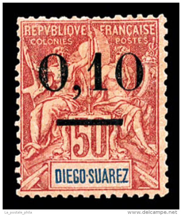 * Madagascar: N&deg;60, Timbre De Diego Suarez Surcharg&eacute;: 0,10 Sur 50c Gros Z&eacute;ros, Tirage 75... - Unused Stamps