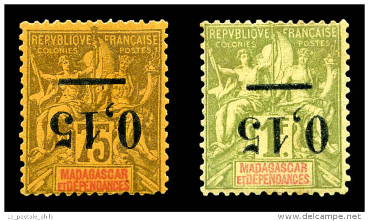 * Madagascar: N&deg;54a/55a, Les 2 Valeurs Surcharges Renvers&eacute;es. TB   Cote: 210 Euros   Qualit&eacute;: * - Unused Stamps