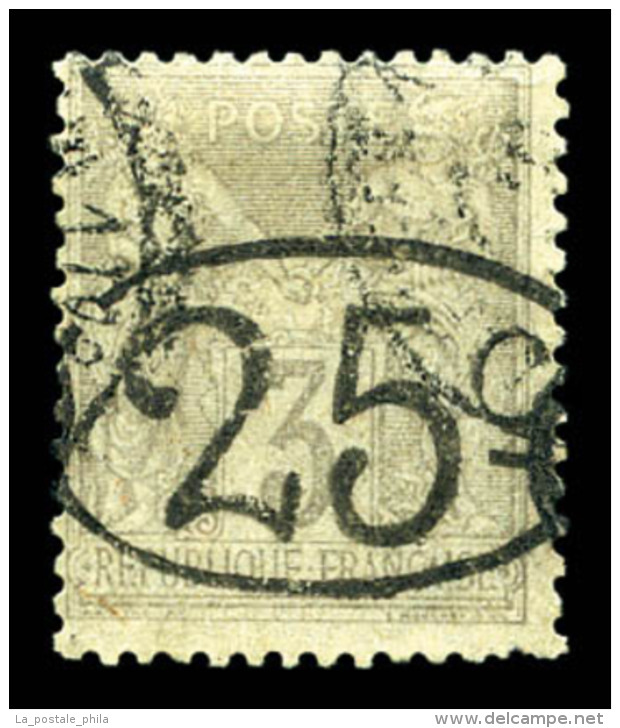 O Madagascar: N&deg;25, 25c Sur 3c Gris. B/TB (sign&eacute; Brun/certificat)   Cote: 1400 Euros   Qualit&eacute;: O - Used Stamps