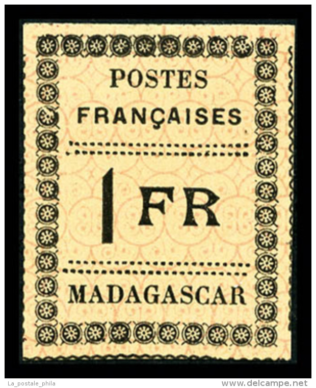 (*) Madagascar: N&deg;12, 1F Noir Sur Jaune, Pi&egrave;ce D'une Tr&egrave;s Belle Qualit&eacute;, RARE... - Unused Stamps