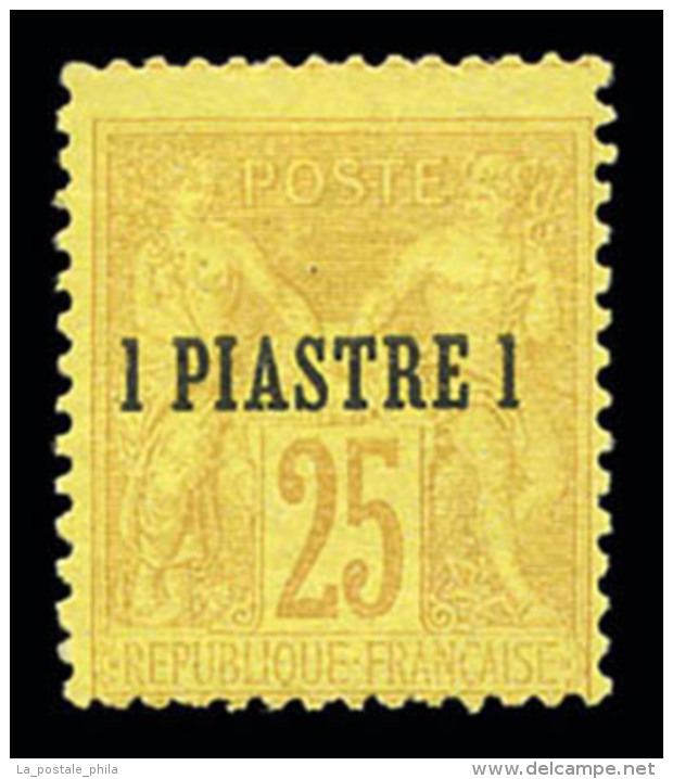 * Levant: N&deg;1, 1 Pi Sur 25c Jaune, RARE Et SUP (sign&eacute; Brun/certificat)   Cote: 600 Euros  ... - Unused Stamps