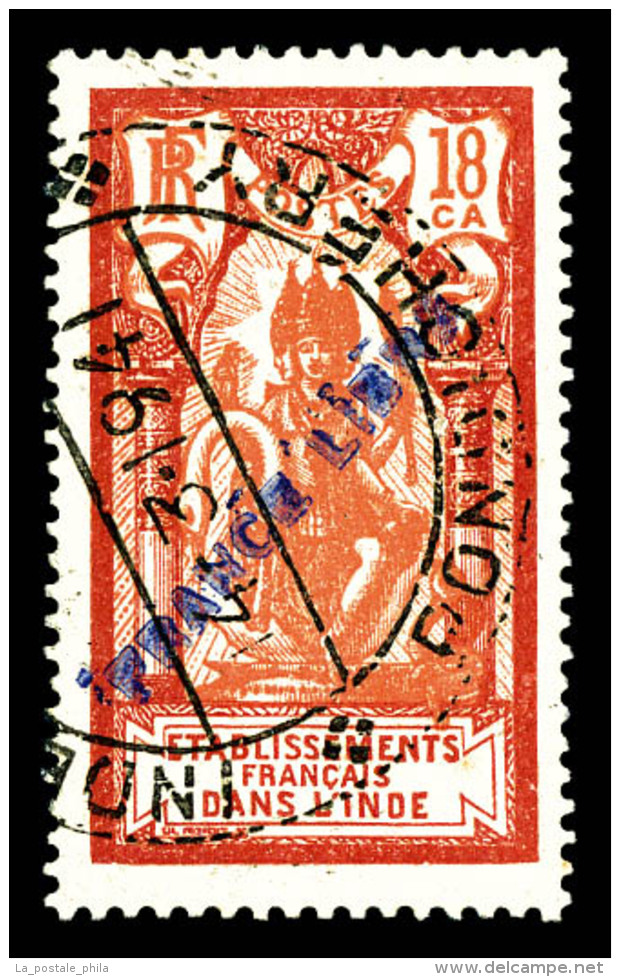 O Inde: N&deg;139, 18 Ca Rouge Surcharg&eacute; 'FRANCE LIBRE'. TTB (sign&eacute; Scheller/certificat)   Cote: 760... - Used Stamps