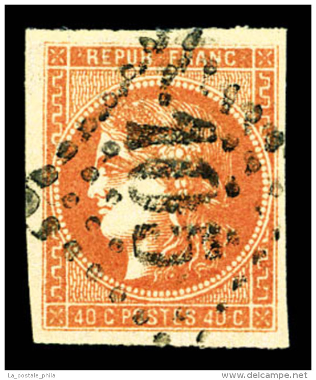 O N&deg;48d, 40c Rouge Sang Clair, Jolie Nuance. TB (sign&eacute; Calves/certificat)   Cote: 1000 Euros  ... - 1870 Bordeaux Printing