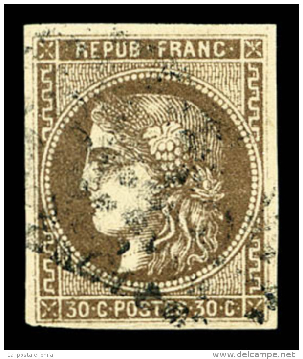 O N&deg;47, 30c Brun. TB (sign&eacute;)   Cote: 250 Euros   Qualit&eacute;: O - 1870 Bordeaux Printing